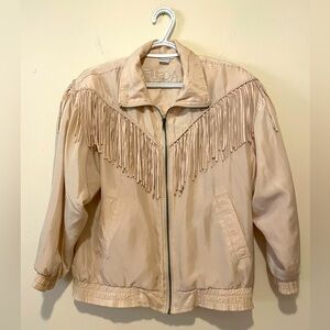 FUDA International Vintage Western 90’s Fringe Silk Cream Jacket.  Size P.